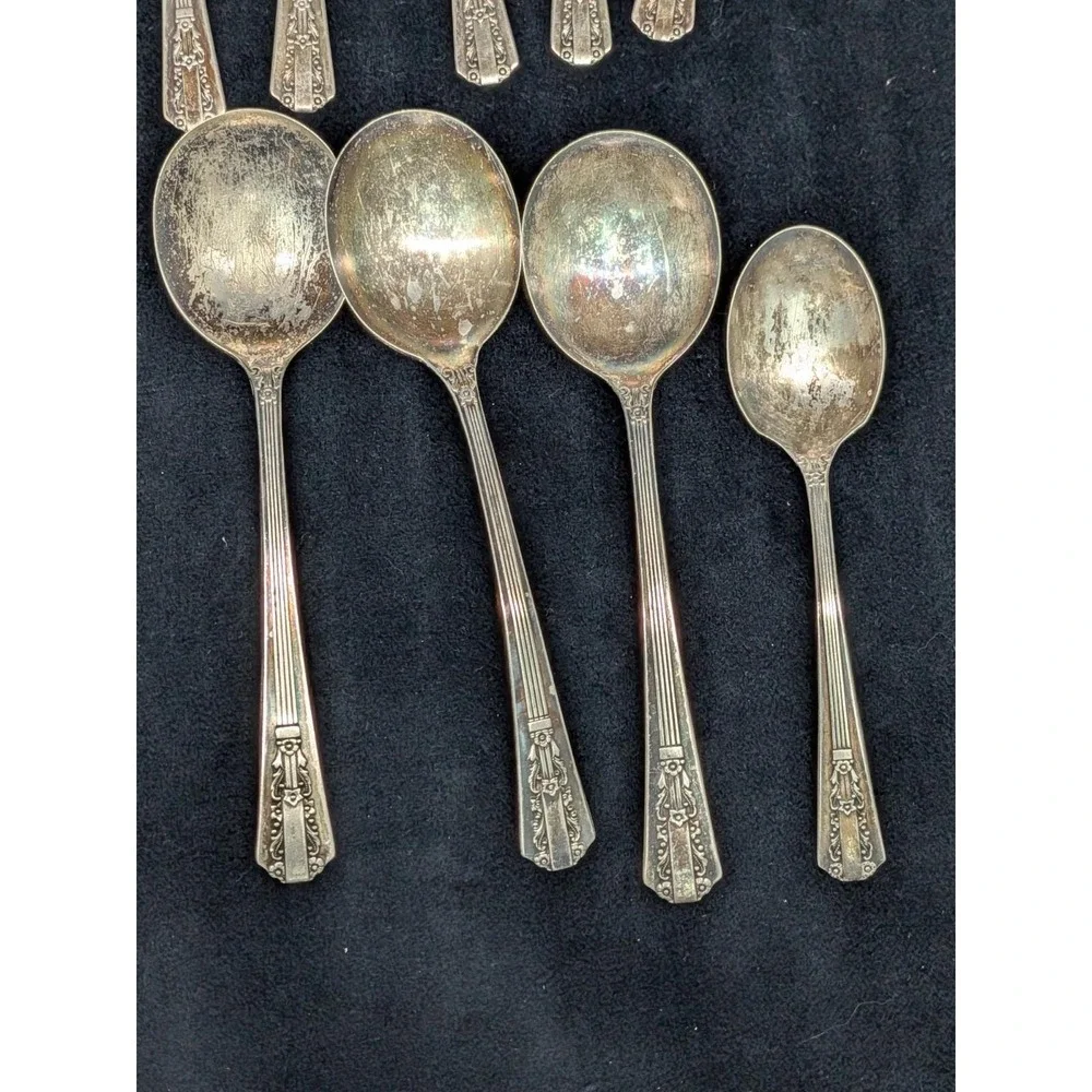 1940s WM Rogers Treasures Sectional Silver Plate Art Deco Silverware 13Pc Oneida